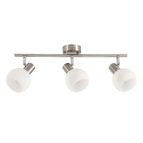 NOVO lampa sufitowa listwa satyna nikiel 3x40W E14 klosz biały
