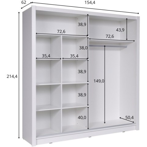 Szafa przesuwna z lustrem 154 BAKI 10 szary grafit