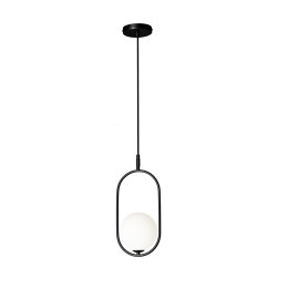 Lampa wisząca CORDEL elegancka - czarna z białym kloszem kulką - nowoczesne oświetlenie salonu i łazienki 1x G9 LED