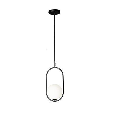 Lampa wisząca CORDEL elegancka - czarna z białym kloszem kulką - nowoczesne oświetlenie salonu i łazienki 1x G9 LED