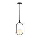 Lampa wisząca CORDEL elegancka - czarna z białym kloszem kulką - nowoczesne oświetlenie salonu i łazienki 1x G9 LED