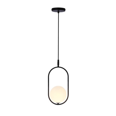 Lampa wisząca CORDEL elegancka - czarna z białym kloszem kulką - nowoczesne oświetlenie salonu i łazienki 1x G9 LED