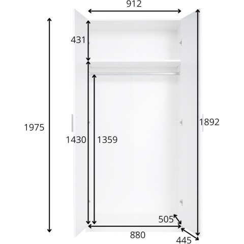 Szafa 91cm PARMA 02 biały alpejski / biały połysk