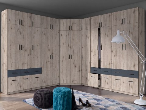 Szafa z szufladami 136cm PARMA 04 dąb wellington / grafit