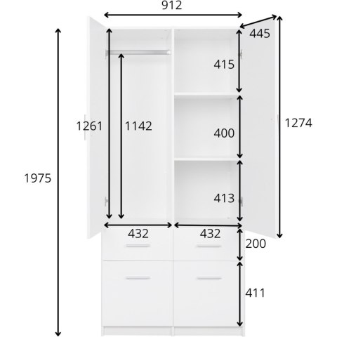 Szafa z szufladami 91cm PARMA 03 dąb wellington / grafit