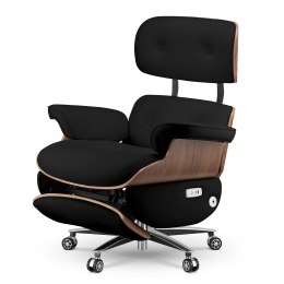 Fotel Biurowy Elektryczny Lucera w stylu Lounge Chair Czarna skóra Czarny