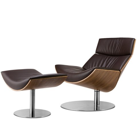 Fotel Bolzano Lounge Chair z podnóżkiem Jasny orzech Brązowy Brązowy