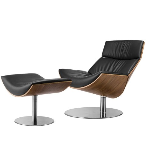 Fotel Bolzano Lounge Chair z podnóżkiem Jasny orzech Czarny Czarny
