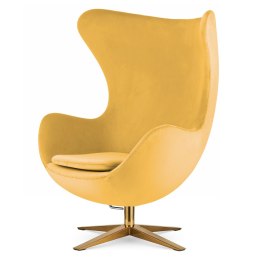 Fotel Egg Jajo Premium Velvet Treviso Aksamitny Welur obrotowy z funkcją bujania Złota szeroka Żółty (YA999-25) Żółty (YA999-25)