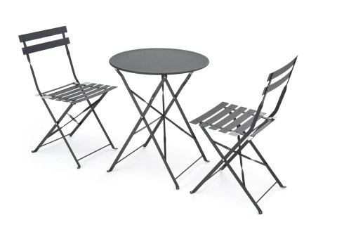 LIVORNO zestaw ogrodowy (stolik i 2 krzesła), czarny