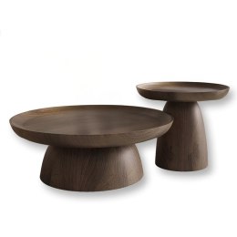Tynset KS zestaw okragłych drewnianych stolików kawowych Ciemny orzech