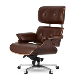 Fotel Biurowy Lucera w stylu Lounge Chair Brązowa Skóra Ebony