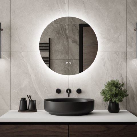 Lustro łazienkowe okrągłe KLARA 60cm z oświetleniem LED antypara
