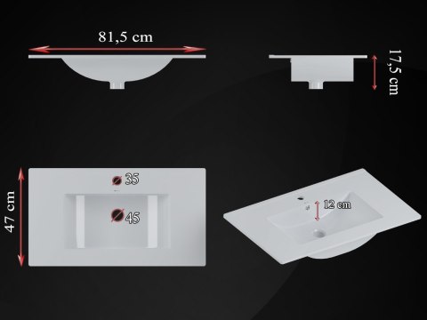 Umywalka ceramiczna RIKA 80cm biała do łazienki