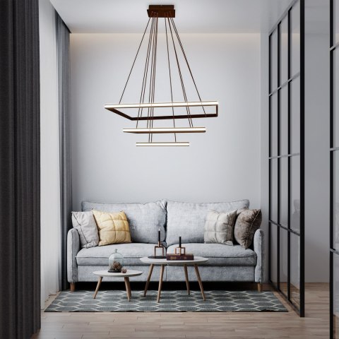 LAMPA LED ŻYRANDOL SUFITOWA + PILOT 116W BRĄZ DL-F09 MOKKA