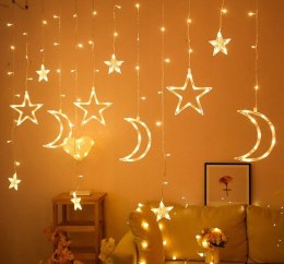 KURTYNA ŚWIETLNA LED KSIĘŻYCE Lampki Świąteczne Choinkowe Girlanda 136 LED Barwa 3000K
