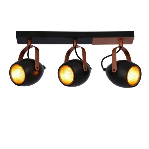 Anica lampa sufitowa listwa czarny 3x40w e14 odbłyśnik złoty