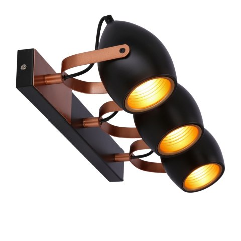 Anica lampa sufitowa listwa czarny 3x40w e14 odbłyśnik złoty