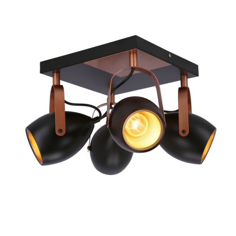 Anica lampa sufitowa plafon czarny 4x40w e14 odbłyśnik złoty