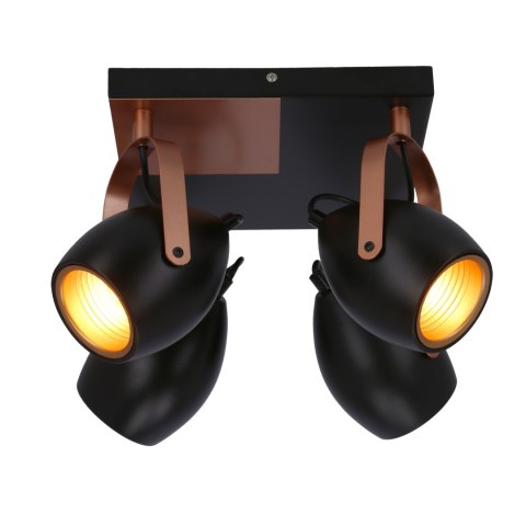 Anica lampa sufitowa plafon czarny 4x40w e14 odbłyśnik złoty