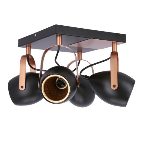 Anica lampa sufitowa plafon czarny 4x40w e14 odbłyśnik złoty