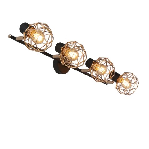 LAMPA ACROBAT LISTWA 4X40W E14 CZARNY KLOSZ ZŁOTY