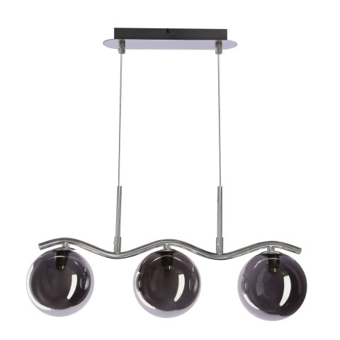 LUMOS lampa wisząca 3x20W G9 chrom klosze szklane 14 cm grafitowe nowoczesna elegancka oprawa oświetleniowa salon jadalnia kuchn