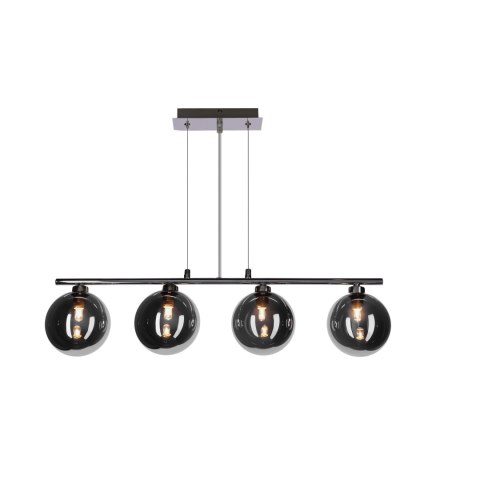 SOMUL lampa wisząca 4x20W G9 chrom klosze szklane 12 cm grafitowe nowoczesna elegancka oprawa oświetleniowa salon jadalnia kuchn