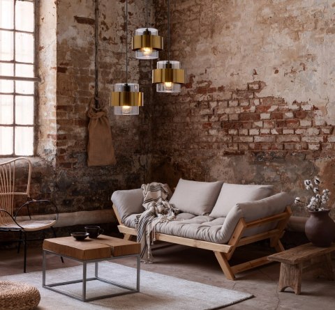 Spiega lampa wisząca talerz czarny+mosiężny 3x60w e27 klosz dymiony