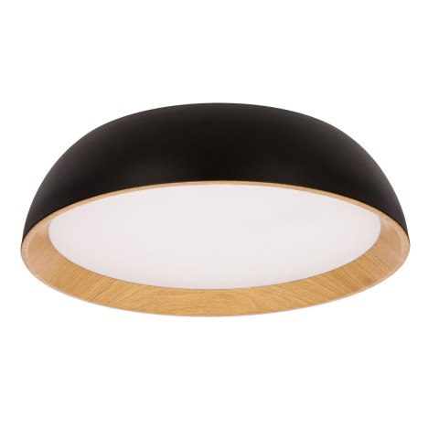Calabria lampa sufitowa plafon czarno drewniany 24W LED 40x32 cm klosz biały
