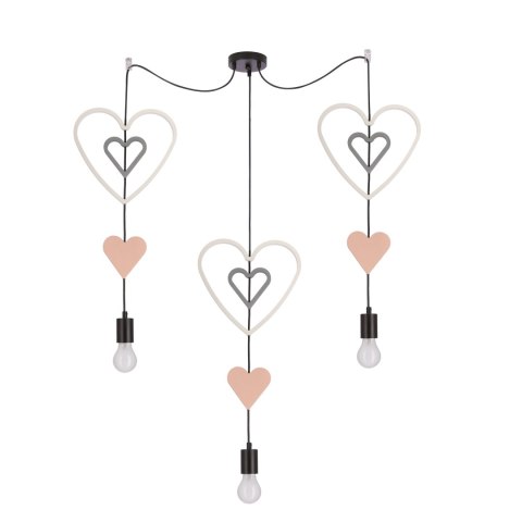 Trio hhh p lampa wisząca czarny 3x20W E27 iq kids biały+różowy+szary