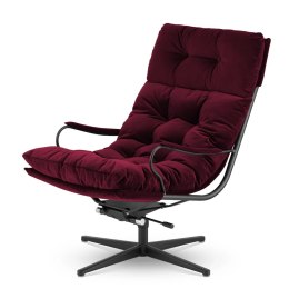 Designerski fotel Sol XZ Bordowy - aksamitny fotel obrotowy do salonu