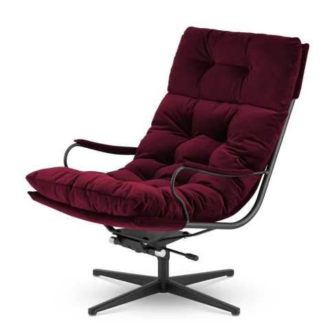 Designerski fotel Sol XZ Bordowy - aksamitny fotel obrotowy do salonu