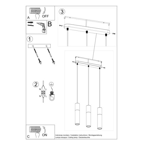 Lampa wisząca BORGIO 3L biały