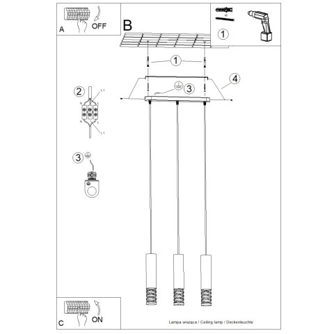 Lampa wisząca LAMI 3L biały