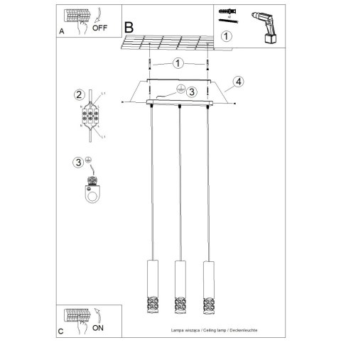 Lampa wisząca LIRO 3L biały