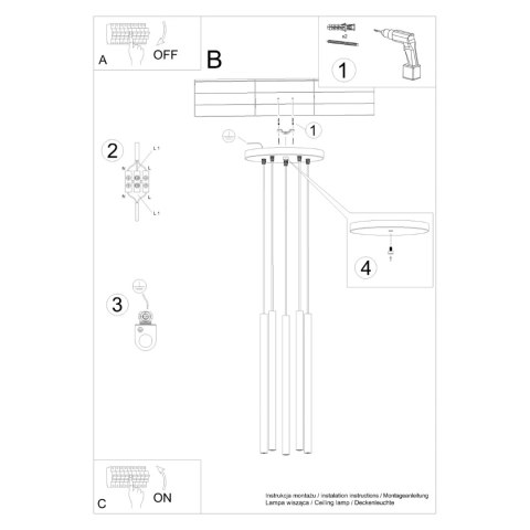 Lampa wisząca PASTELO 5P zielona oliwka