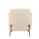Fotel VENICE tkanina pepitka biało-brązowa - złota podstawa, beżowa ekoskóra