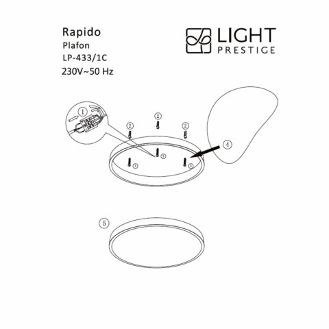 Light Prestige Rapido plafon mały czarny 4000K