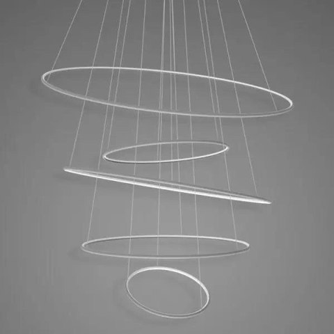 Lampa wisząca Ledowe Okręgi No.5 120cm 4k srebrna ściemnialna