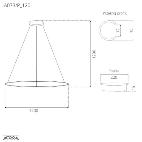 Lampa wisząca Ledowe Okręgi No.1 120cm 3k miedziana Dali