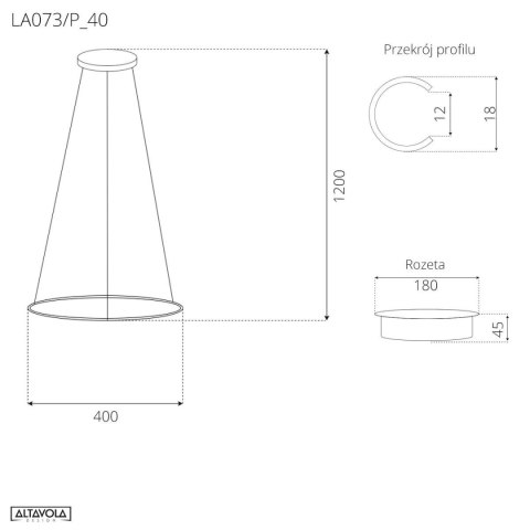Lampa wisząca Ledowe Okręgi No.1 40cm 4k miedziana Dali
