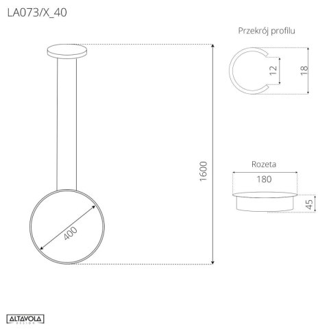Lampa wisząca Ledowe Okręgi No.1 X 40cm 4k różowo złota Dali
