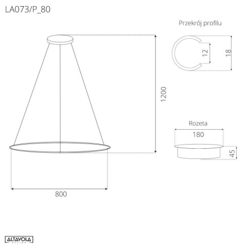 Lampa wisząca Ledowe Okręgi No.1 80cm 3k biała Dali