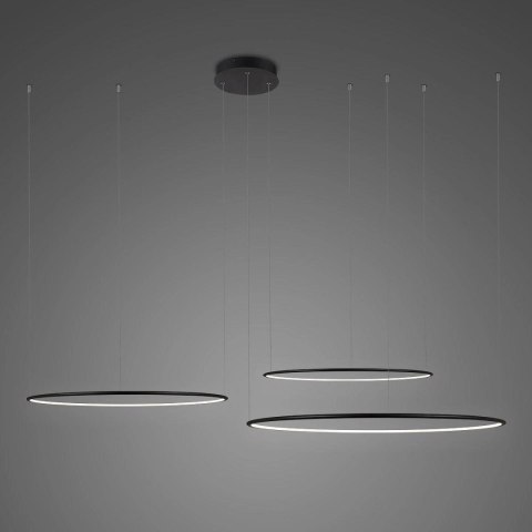 Lampa wisząca Ledowe Okręgi No.3 150cm 3k czarna układ 150/120/100 cm