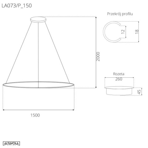 Nowoczesna lampa Ledowe Okręgi No.1 150cm 3k miedziana Dali