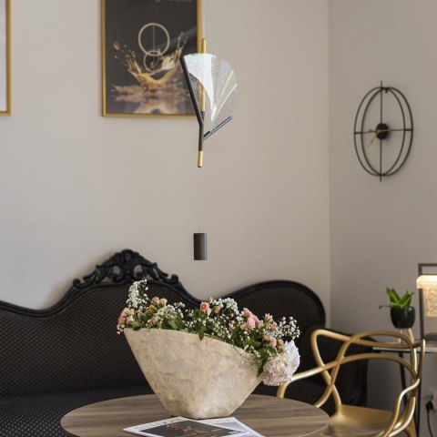 Designerska nowoczesna lampa wisząca LED 3000K japandi złota brązowa Sensu