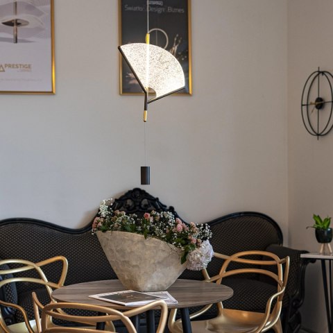 Designerska nowoczesna lampa wisząca LED 3000K japandi złota brązowa Sensu