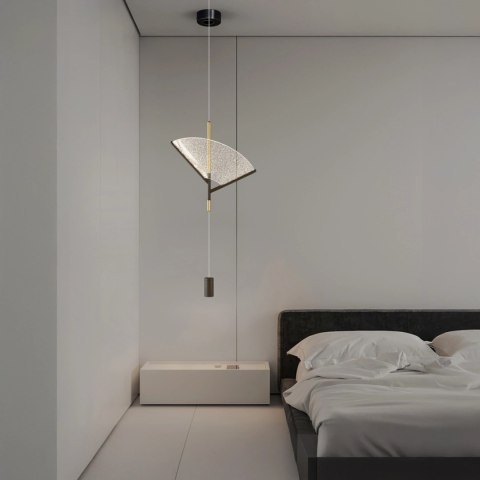 Designerska nowoczesna lampa wisząca LED 3000K japandi złota brązowa Sensu