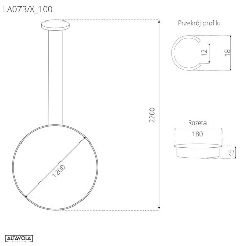 Lampa wisząca Ledowe Okręgi No.1 X 100cm 3k Różowe Złoto Dali